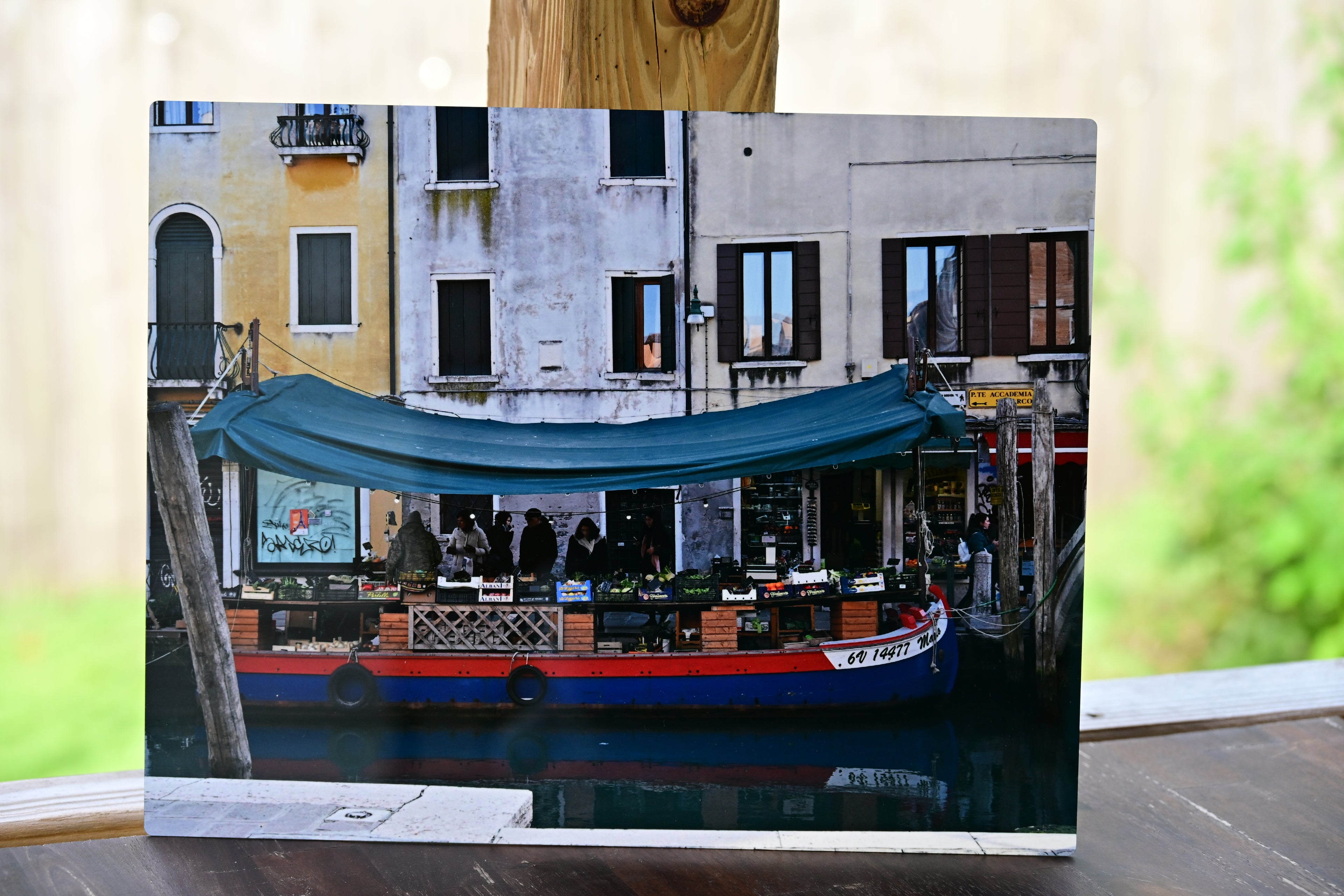 METAL PRINT OF VENICE, ITALY FLOATING FARMER'S MARKET