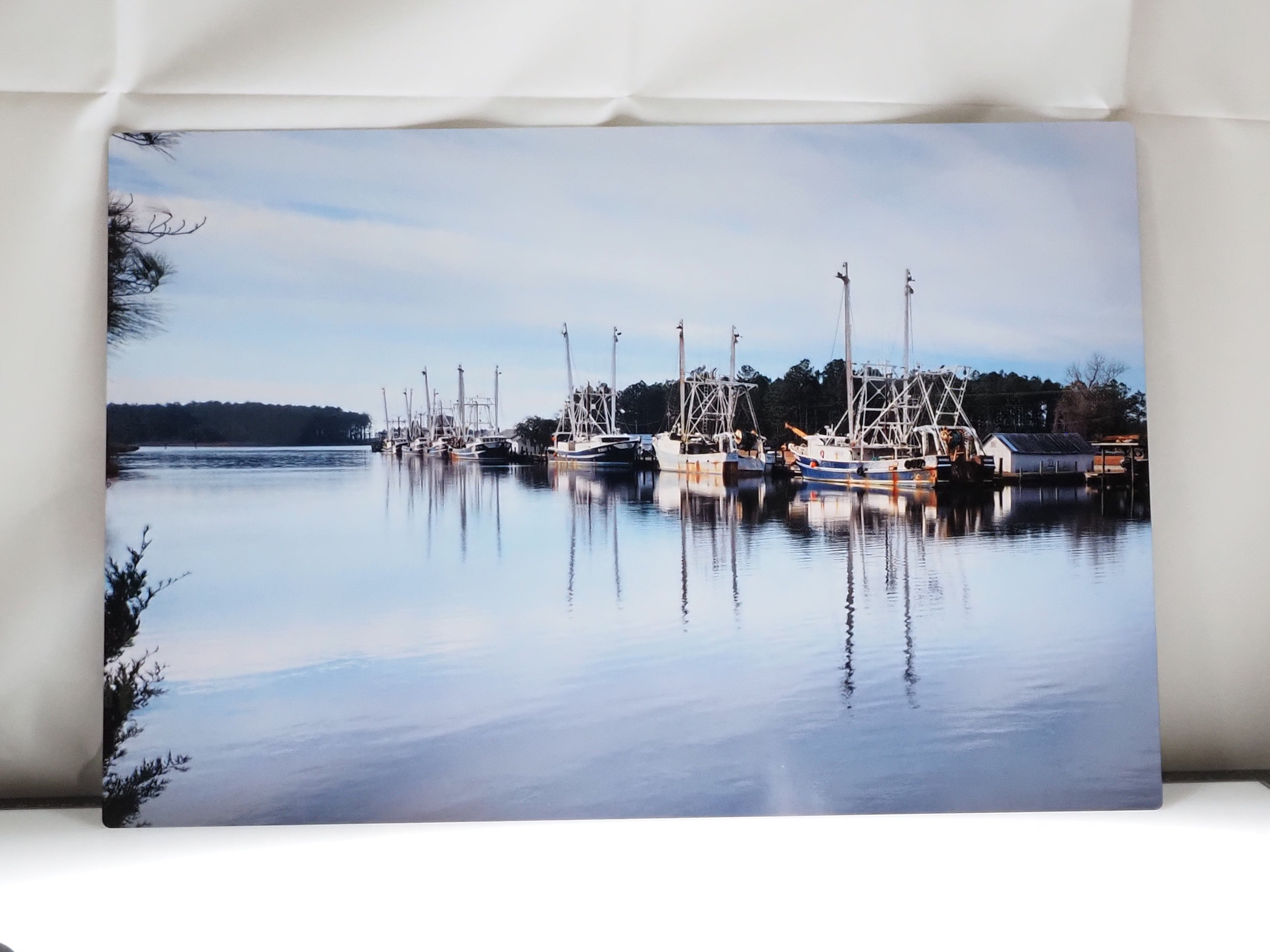 METAL PRINT OF THE HOBUCKEN, NC SHRIMP BOAT FLEET